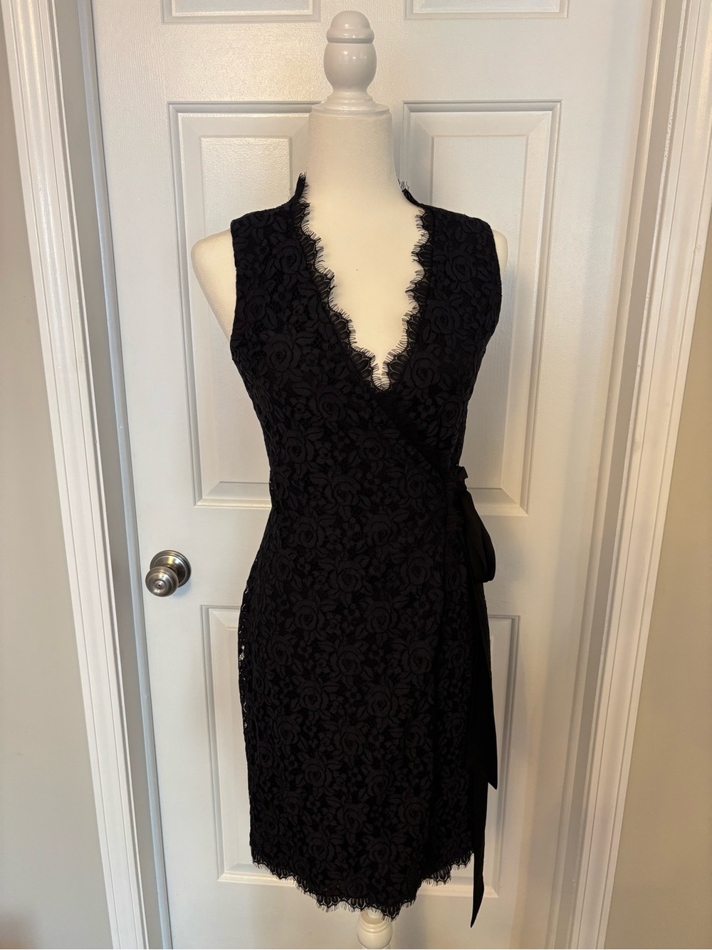 Diane Von Furstenberg Black Lace Wrap Dress